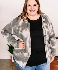 No Ship Drop Ship Speak My Peace Tie Dye Brushed Top In Vintage Olive