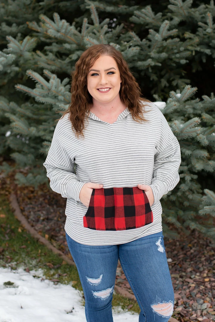 No Ship Drop Ship Plaid About You Hoodie In Gray Stripes 1 No Ship Drop Ship Plaid About You Hoodie In Gray Stripes