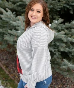 No Ship Drop Ship Plaid About You Hoodie In Gray Stripes