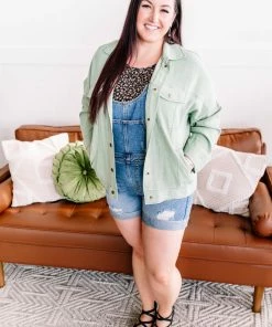 No Ship Drop Ship Slip The Collar Button Up Jacket In Sage (GHG-S) GHG- Shop Singles