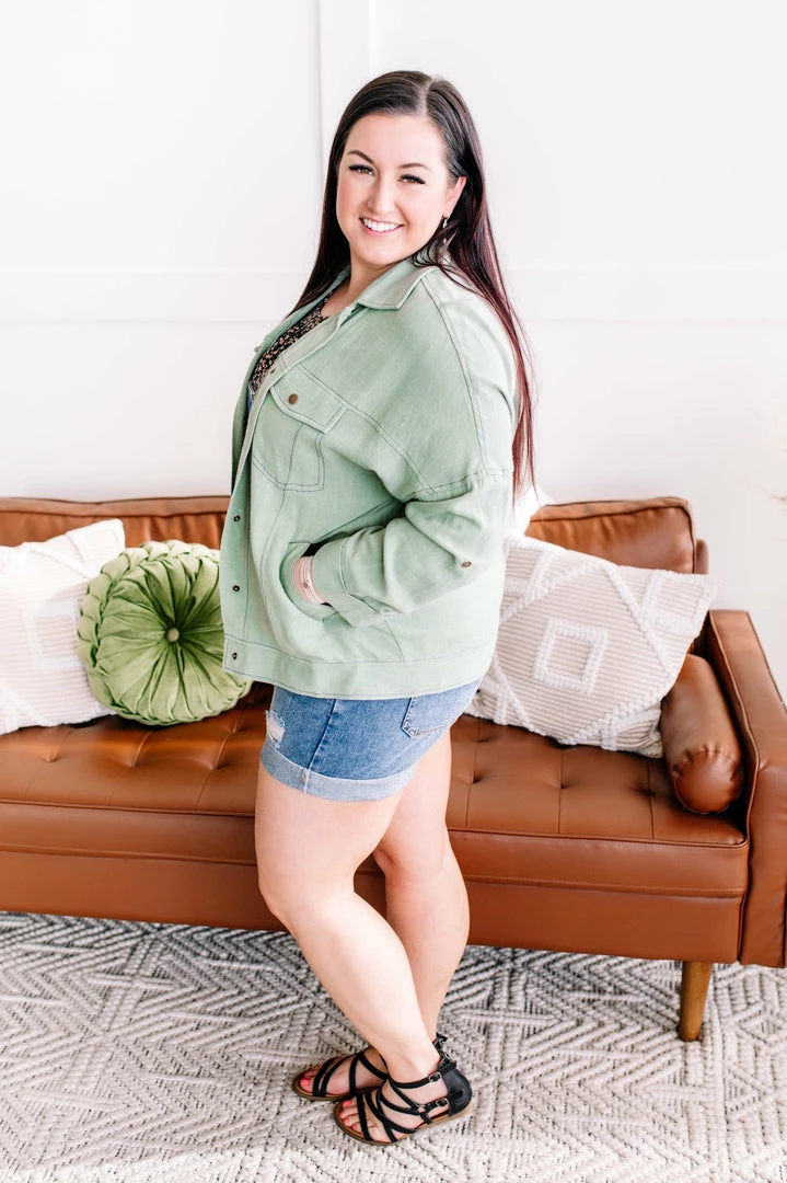 No Ship Drop Ship Apparel Slip The Collar Button Up Jacket In Sage 9 No Ship Drop Ship Apparel Slip The Collar Button Up Jacket In Sage