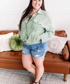 No Ship Drop Ship Apparel Slip The Collar Button Up Jacket In Sage 29 No Ship Drop Ship Apparel Slip The Collar Button Up Jacket In Sage