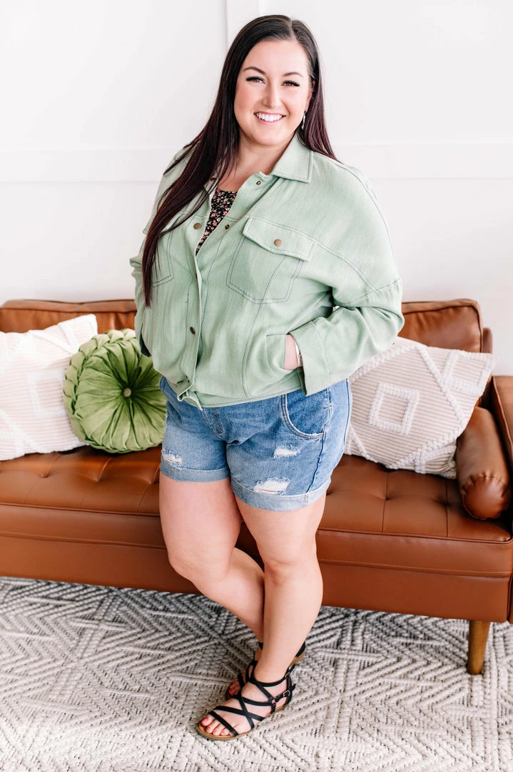 No Ship Drop Ship Apparel Slip The Collar Button Up Jacket In Sage 15 No Ship Drop Ship Apparel Slip The Collar Button Up Jacket In Sage