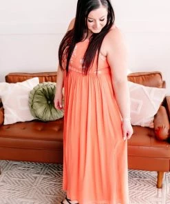 No Ship Drop Ship Apparel Setting Sun Dreamsicle Embroidered Dress