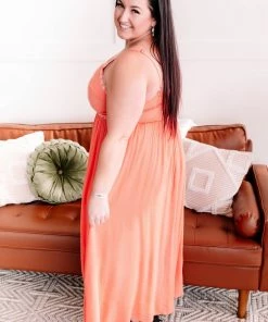 No Ship Drop Ship Apparel Setting Sun Dreamsicle Embroidered Dress