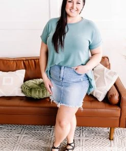 No Ship Drop Ship Blue Jean Baby, LA Lady Risen Denim Skirt (GHG-S)