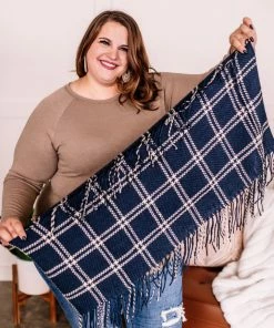 No Ship Drop Ship Tied Up In You In Navy And Cream Knit Infinity Scarf Apparel