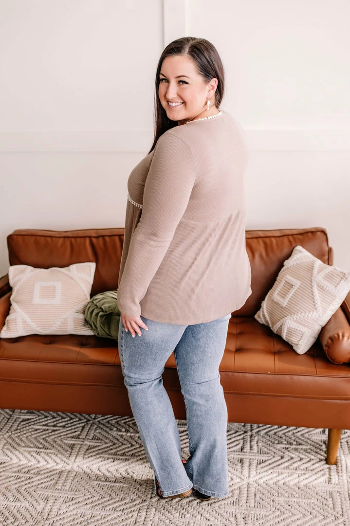 No Ship Drop Ship Soft Edges Crochet Knit Trim Top In Sand Apparel 10 No Ship Drop Ship Soft Edges Crochet Knit Trim Top In Sand Apparel