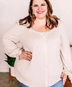 No Ship Drop Ship Find Your Way Back Button Down Top In Seashell Apparel