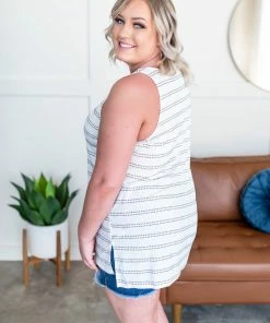 No Ship Drop Ship End Of The Line Striped Sleeveless Top Apparel