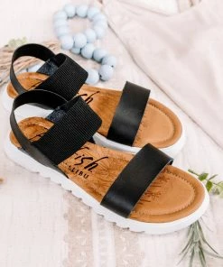 No Ship Drop Ship Blowfish Black Cosmic Dyecut Sandals