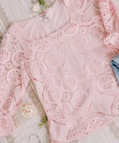 No Ship Drop Ship Take A Shine To Pink Lace Top (GHG-S) 30 No Ship Drop Ship Take A Shine To Pink Lace Top (GHG-S)