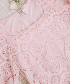 No Ship Drop Ship Apparel Take A Shine To Pink Lace Top