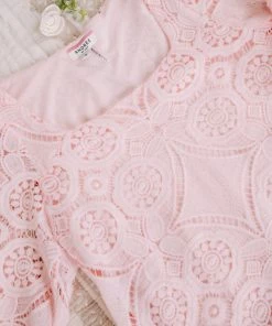 No Ship Drop Ship Take A Shine To Pink Lace Top (GHG-S) 28 No Ship Drop Ship Take A Shine To Pink Lace Top (GHG-S)