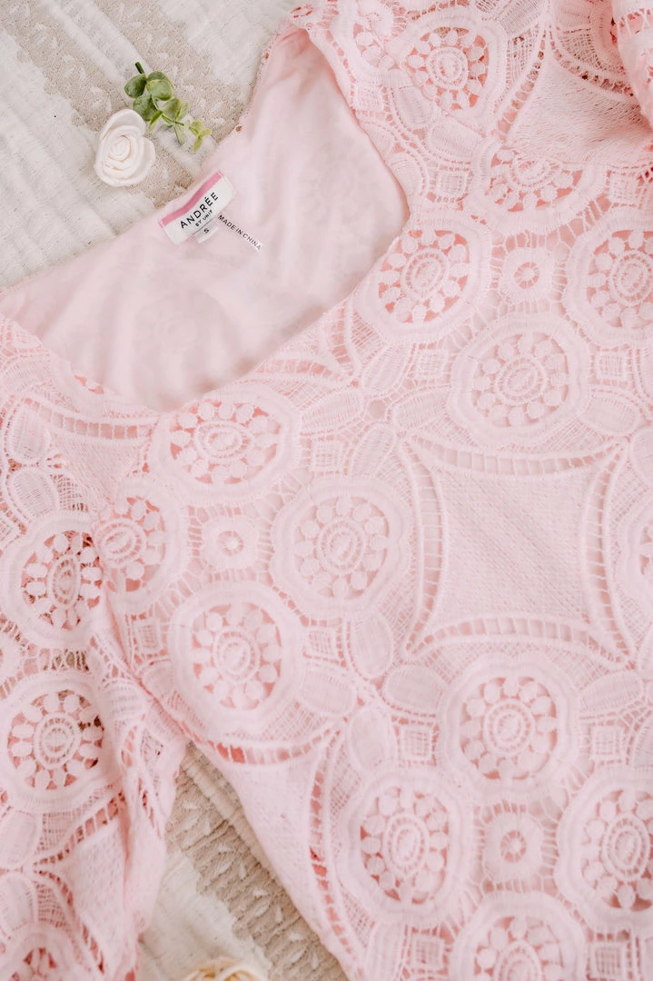 No Ship Drop Ship Take A Shine To Pink Lace Top (GHG-S) 13 No Ship Drop Ship Take A Shine To Pink Lace Top (GHG-S)