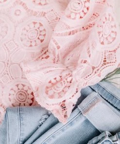 No Ship Drop Ship Apparel Take A Shine To Pink Lace Top