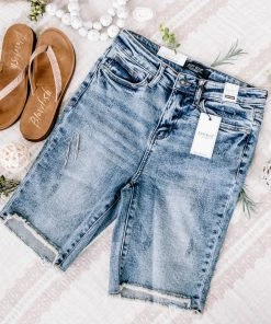 No Ship Drop Ship Apparel The Bees Knees Hi Rise Judy Blue Bermuda Shorts