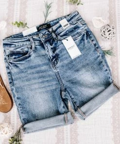 No Ship Drop Ship Apparel The Bees Knees Hi Rise Judy Blue Bermuda Shorts