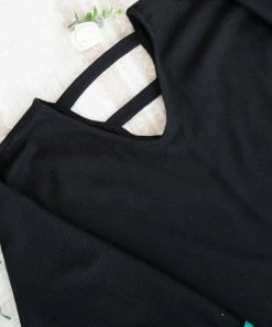 No Ship Drop Ship Apparel Cross My Back Dolman Top In Black