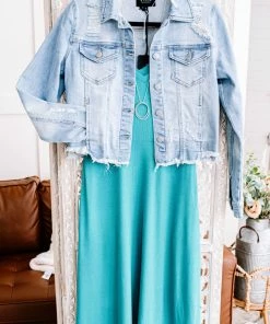 No Ship Drop Ship Still Waters Run Deep V Neck Dress In Aqua (GHG-S)