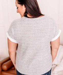 No Ship Drop Ship 2X Say It Isn't So Striped Knit Top