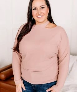 No Ship Drop Ship Apparel Not Cutout For This Mock Neck Top In Champagne