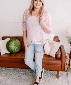 No Ship Drop Ship Apparel Take A Shine To Pink Lace Top