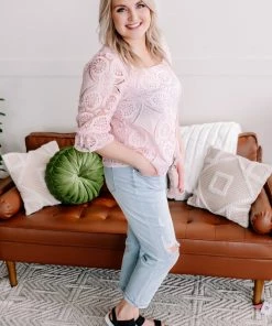 No Ship Drop Ship Apparel Take A Shine To Pink Lace Top