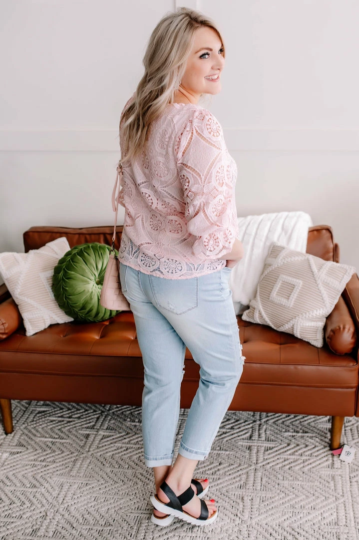 No Ship Drop Ship Take A Shine To Pink Lace Top (GHG-S) 9 No Ship Drop Ship Take A Shine To Pink Lace Top (GHG-S)