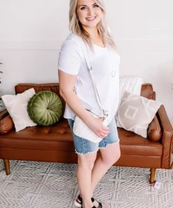 No Ship Drop Ship En Pointe V Neck Knit Top In White (GHG-S)