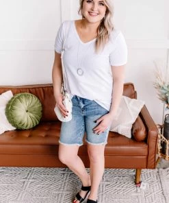 No Ship Drop Ship Apparel The Bees Knees Hi Rise Judy Blue Bermuda Shorts