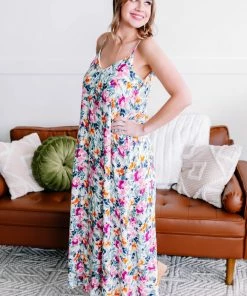 No Ship Drop Ship GHG- Shop Singles The Secret Garden Floral Maxi Dress By Savanna Jane (GHG-M)