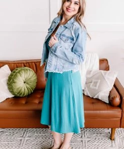 No Ship Drop Ship Still Waters Run Deep V Neck Dress In Aqua (GHG-S)