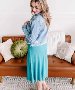 No Ship Drop Ship Still Waters Run Deep V Neck Dress In Aqua (GHG-S)