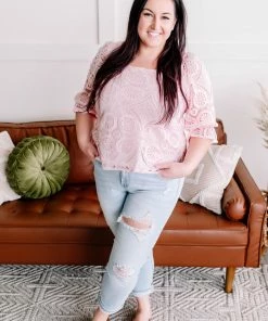 No Ship Drop Ship Apparel Take A Shine To Pink Lace Top