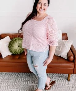 No Ship Drop Ship Take A Shine To Pink Lace Top (GHG-S) 23 No Ship Drop Ship Take A Shine To Pink Lace Top (GHG-S)