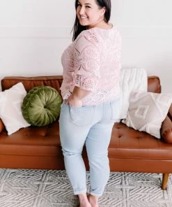 No Ship Drop Ship Apparel Take A Shine To Pink Lace Top