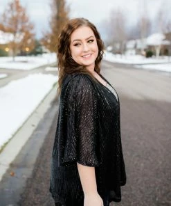 No Ship Drop Ship Rise To The Occasion Black Sequined Cardigan