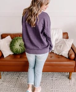 No Ship Drop Ship GHG- Shop Singles Drop The Subject Sweatshirt In Plum (GHG-S)