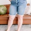 No Ship Drop Ship The Bees Knees Hi Rise Judy Blue Bermuda Shorts (GHG- S)