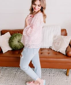 No Ship Drop Ship Apparel Take A Shine To Pink Lace Top