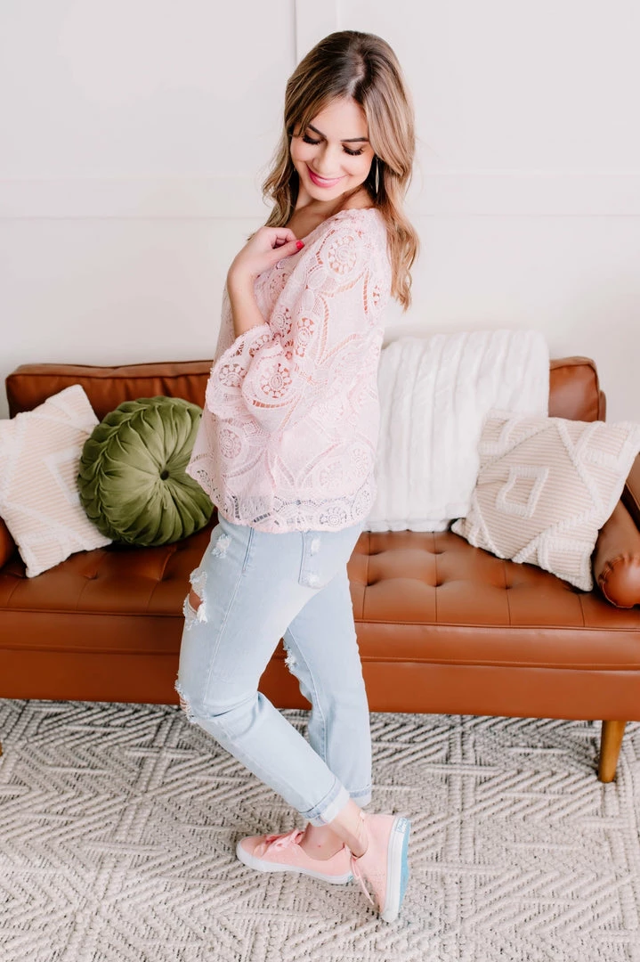 No Ship Drop Ship Take A Shine To Pink Lace Top (GHG-S) 5 No Ship Drop Ship Take A Shine To Pink Lace Top (GHG-S)