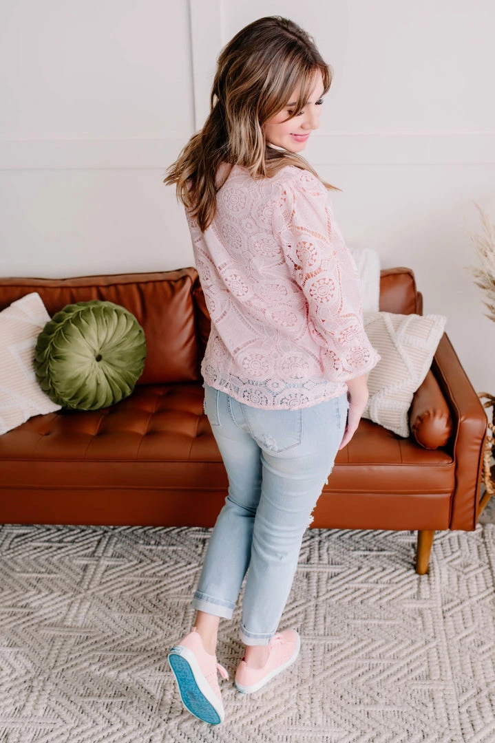 No Ship Drop Ship Take A Shine To Pink Lace Top (GHG-S) 7 No Ship Drop Ship Take A Shine To Pink Lace Top (GHG-S)