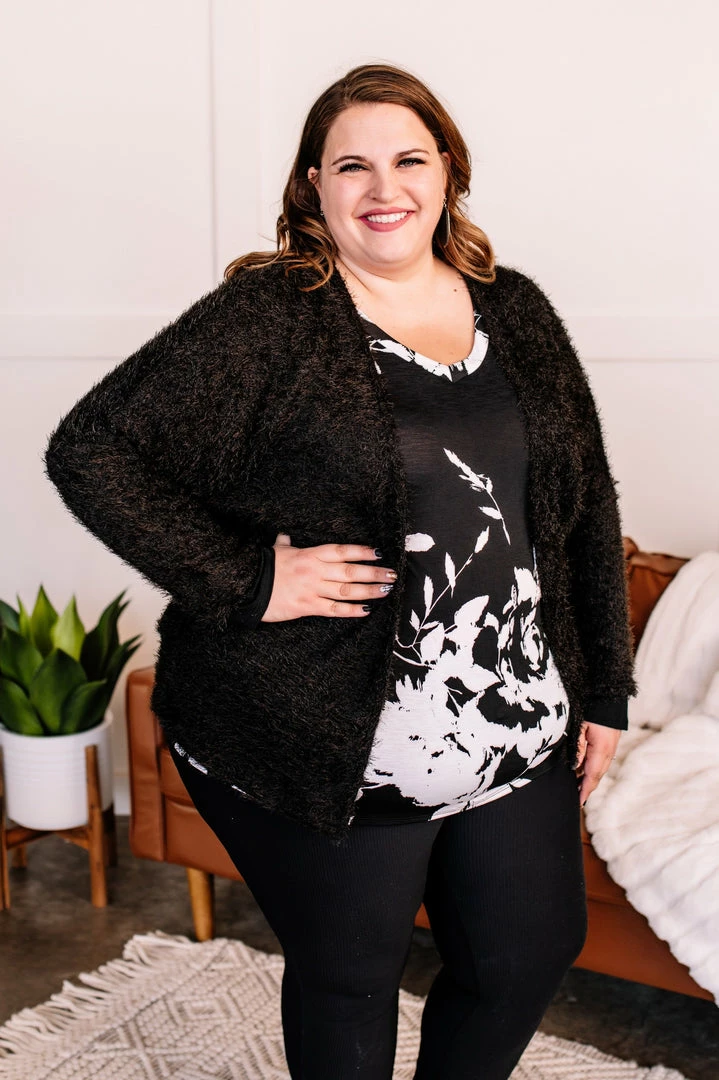 No Ship Drop Ship Stay With Me Feather Cardigan In Black Apparel 7 No Ship Drop Ship Stay With Me Feather Cardigan In Black Apparel