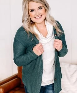 No Ship Drop Ship Apparel Brush Your Cares Away Button Up Top In Hunter Green