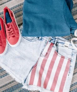 No Ship Drop Ship GHG- Shop Singles Courtesy Of My Red, White And Blue Judy Blue Shorts (GHG-S)