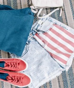 No Ship Drop Ship GHG- Shop Singles Courtesy Of My Red, White And Blue Judy Blue Shorts (GHG-S)