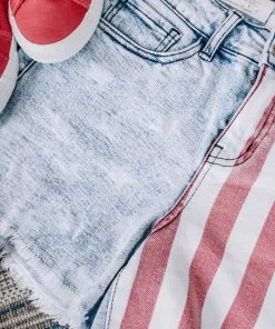 No Ship Drop Ship GHG- Shop Singles Courtesy Of My Red, White And Blue Judy Blue Shorts (GHG-S)