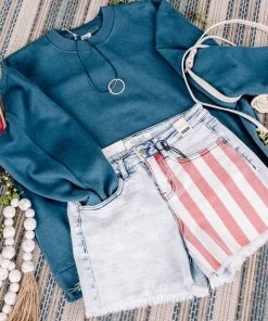 No Ship Drop Ship GHG- Shop Singles Courtesy Of My Red, White And Blue Judy Blue Shorts (GHG-S)