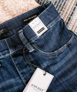 No Ship Drop Ship Apparel Pull A Fast One Judy Blue Jean Jegging Shorts